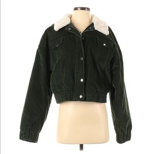Primark Faux Fur Jacket - Solid Green (Size 6) FREE SHIPPING